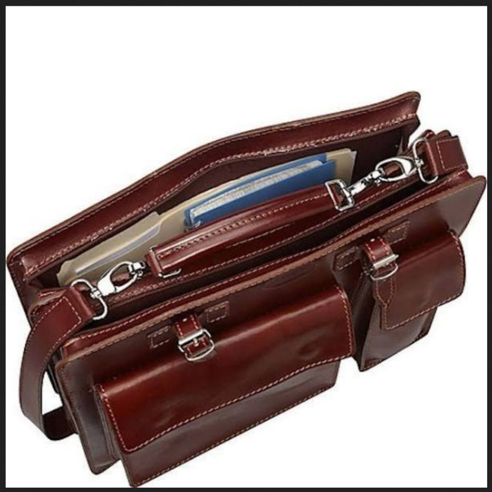 New Sharo Genuine Italian Leather Laptop Briefcase - Picture 5 of 8